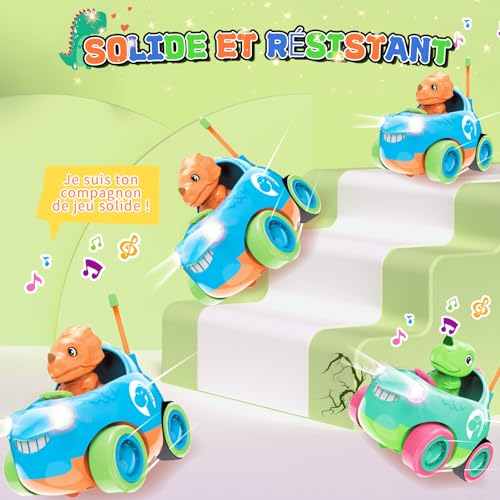 LEADSTAR Voiture Télécommandée Dinosaure Enfant - Jouet Lumineux Et Musical - Idéal Dès 2 Ans - Cadeau Anniversaire